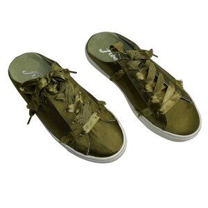 Free People Naples Green Satin Lace-Up Sneaker Mules Size 37